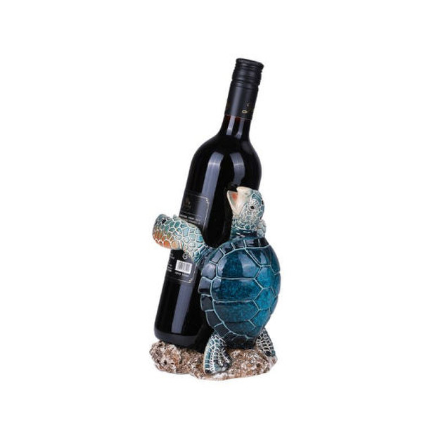Turtle Sculptural Wine Bottle Holder Sea Animal Statue Service Art